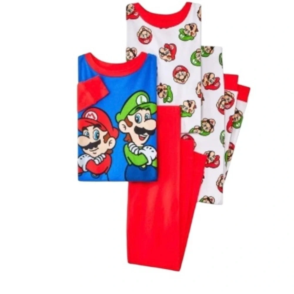 NWT-MARIO BROS-TWO PAIR OF PAJAMAS-SIZE 8